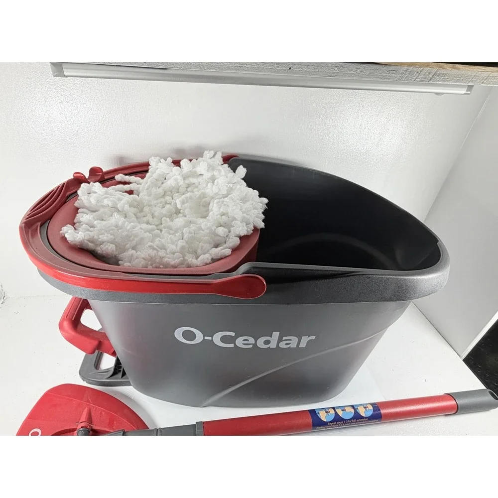 O-Cedar wring Microfiber Mop & Bucket Floor Cleaning System - Gray/Red